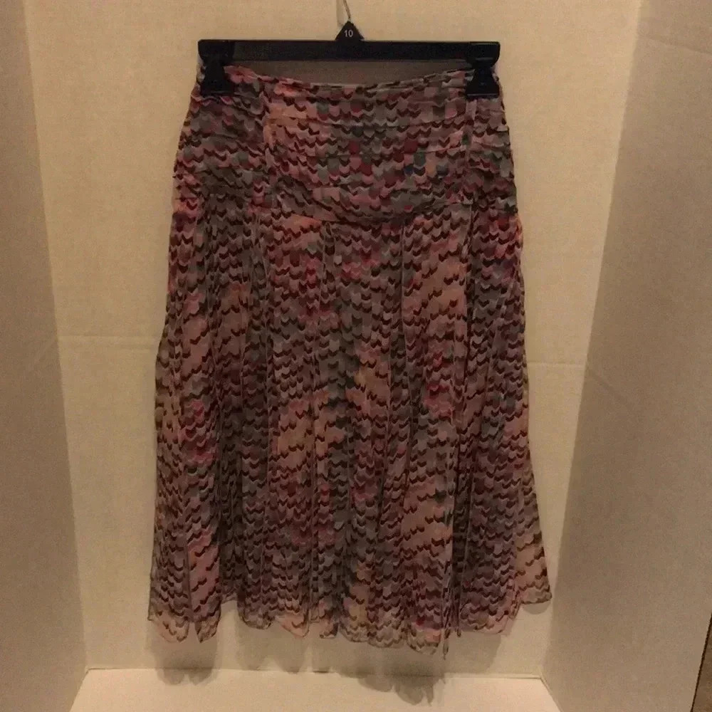 WD.NY Futter Lined Silk Skirt Preowned Pleated Waist Side Zip Feminine Fairycore